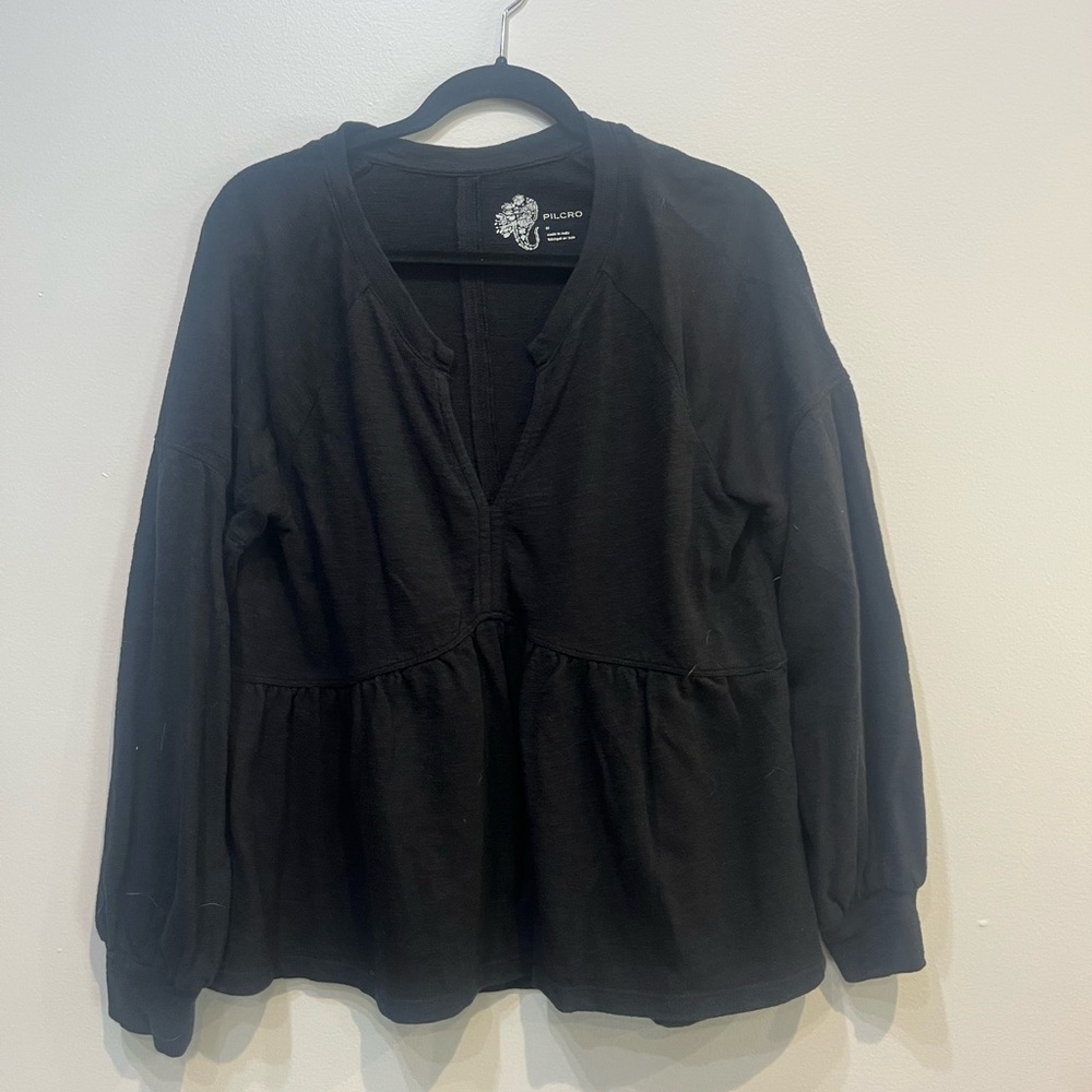 Anthropologie Pilcro Black Long Sleeve Top